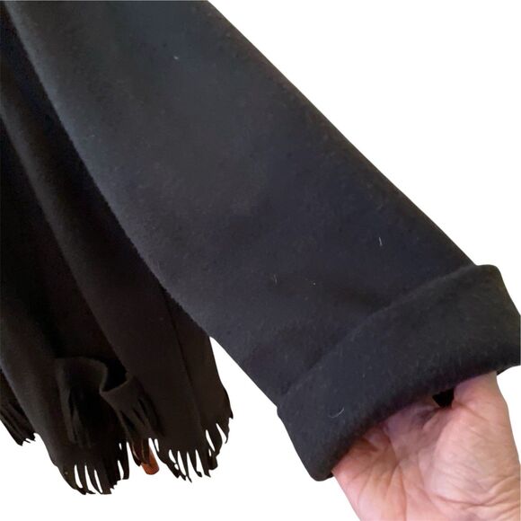 Forenza Fleece FRINGE Open Front Cardigan Black LAGENLOOK Oversized Goth OS EUC - Picture 5 of 8